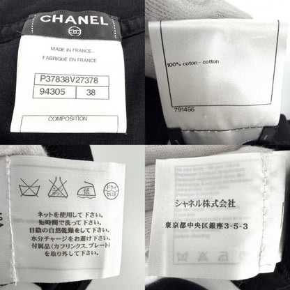 Chanel Short Sleeve T-Shirt CC Logo Top with Corsage 38 Black Cotton Summer — view 3