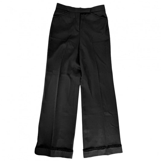 Chanel Pants Coco Button Trousers 36 Black Wool