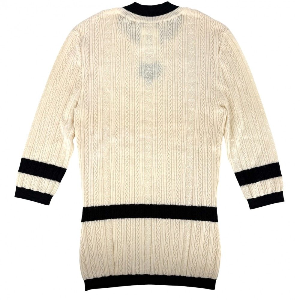 Chanel Top CC Logo Knit Heart 36 Ivory Black Wool Spring Autumn Sweater — view 2
