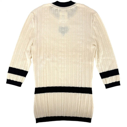 Chanel Top CC Logo Knit Heart 36 Ivory Black Wool Spring Autumn Sweater — view 2