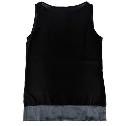 Chanel Tank Top Sleeveless Top CC Logo Lace 38 Black Silk Summer — view 2