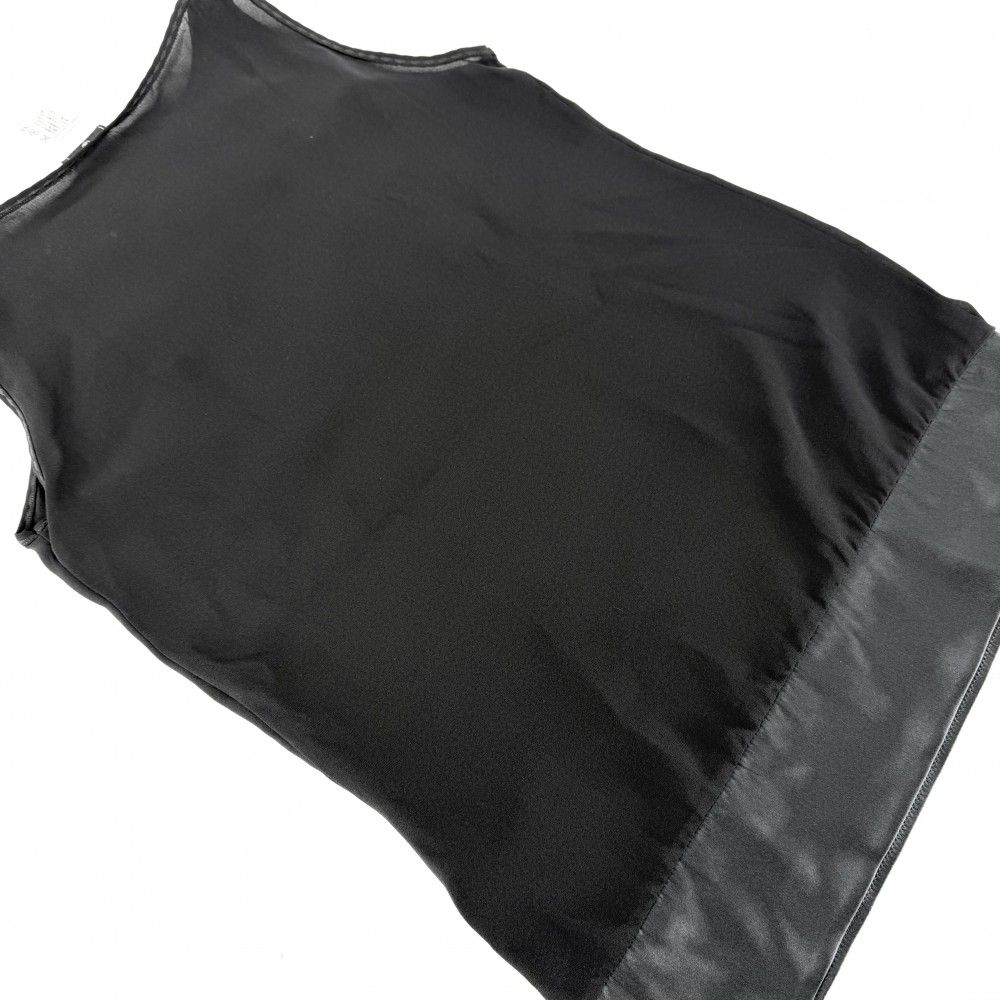 Chanel Tank Top Sleeveless Top CC Logo Lace 38 Black Silk Summer — view 5