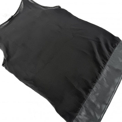 Chanel Tank Top Sleeveless Top CC Logo Lace 38 Black Silk Summer — view 5
