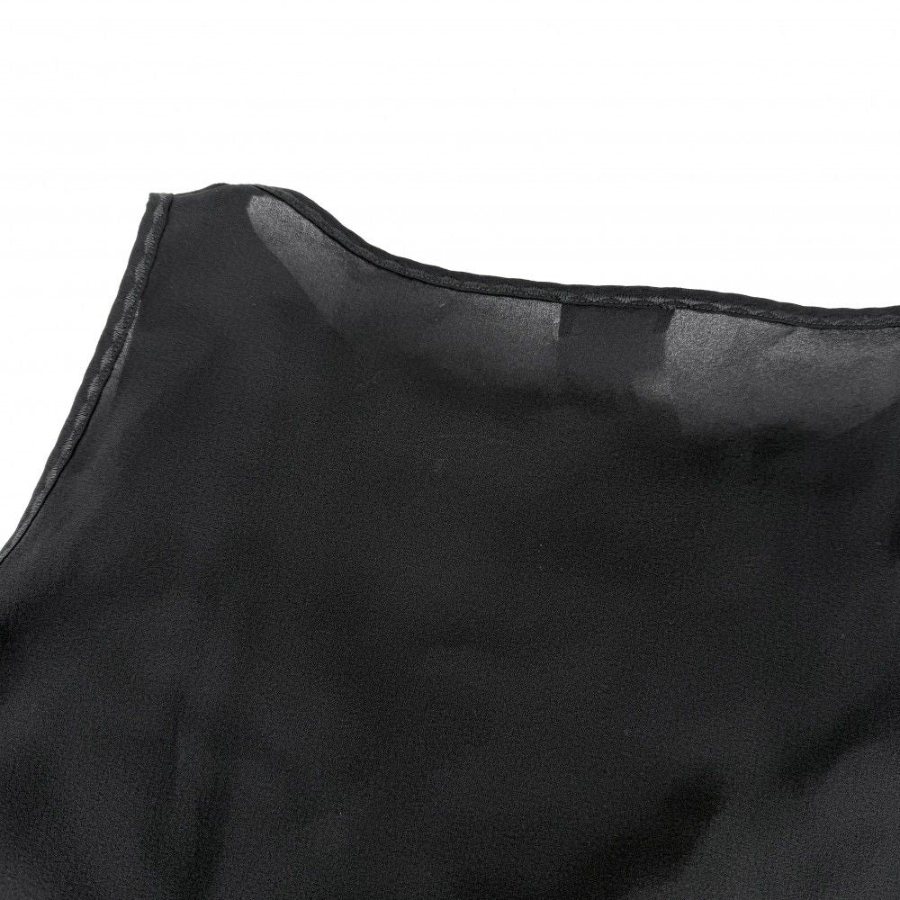 Chanel Tank Top Sleeveless Top CC Logo Lace 38 Black Silk Summer — view 6