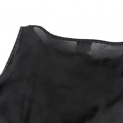 Chanel Tank Top Sleeveless Top CC Logo Lace 38 Black Silk Summer — view 6
