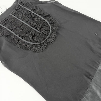 Chanel Tank Top Sleeveless Top CC Logo Lace 38 Black Silk Summer — view 4