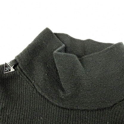 Prada Knit Turtleneck Triangle Logo Long Sleeve Top 36 Black Wool Sweater — view 6