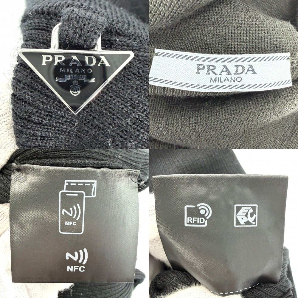 Prada Knit Turtleneck Triangle Logo Long Sleeve Top 36 Black Wool Sweater — view 3