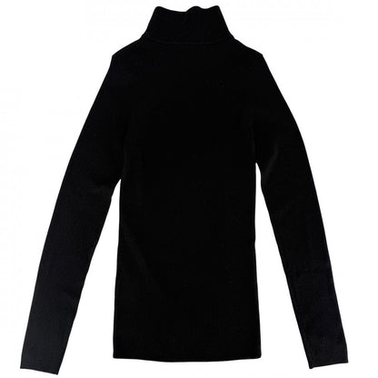 Prada Knit Turtleneck Triangle Logo Long Sleeve Top 36 Black Wool Sweater — view 2