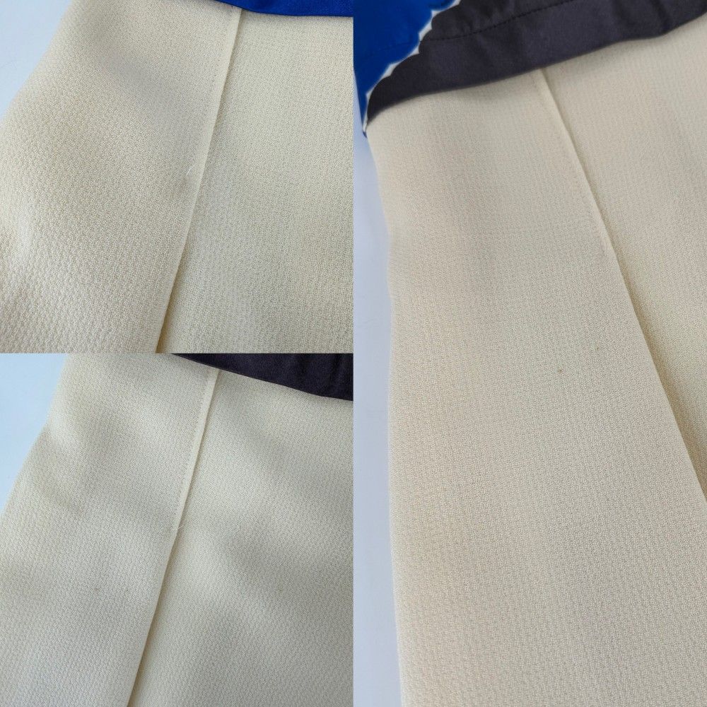 Chanel Skirt Silk Pleated 34 Ivory Blue Silver Wool Spring Fall — view 4