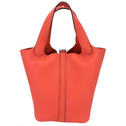 Hermes Handbag Picotin Lock PM Taurillon Clemence Orange Silver — view 2