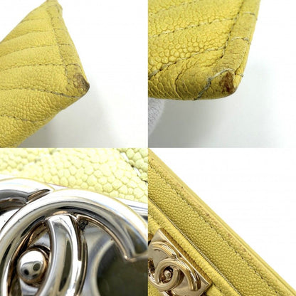 Chanel Card Case Stitch Boy CC Logo Caviar Leather Yellow Gold — view 6