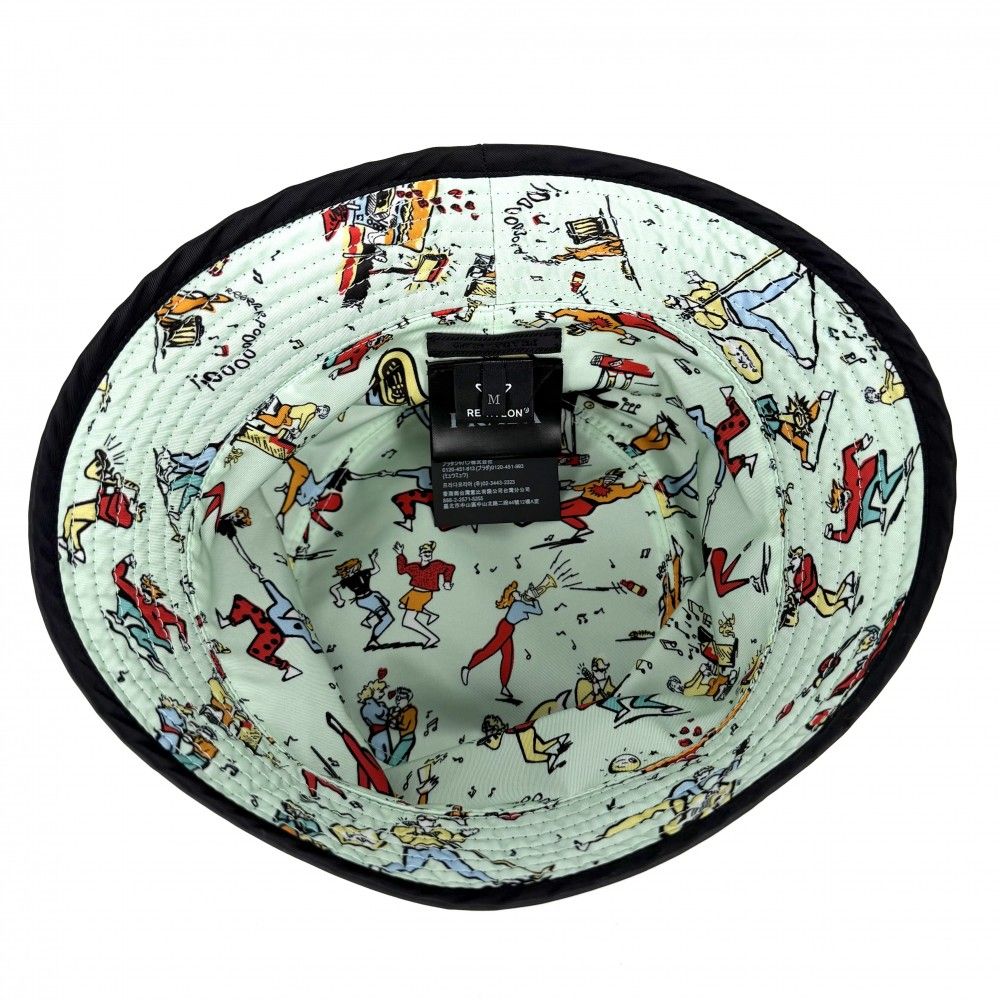 Prada Hat Re-Nylon Bucket Hat Triangle Logo M Nylon Black Green — view 4