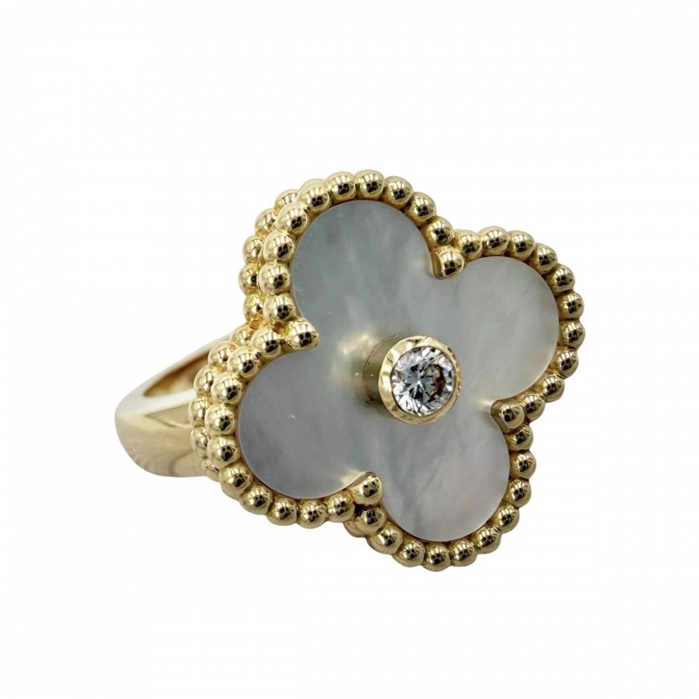 Van Cleef & Arpels Ring Vintage Alhambra 18K Yellow Gold Mother of Pearl