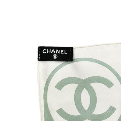 Chanel Silk Scarf Palm Tree Logo Blue White Green Pink — view 7
