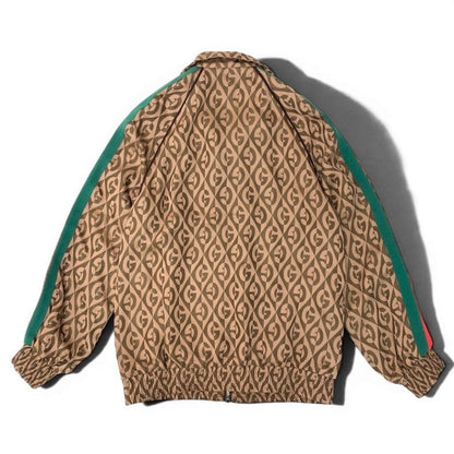 Gucci GG Rumbus Pattern Web Line Brown Rayon Acetate Track Jacket — view 2