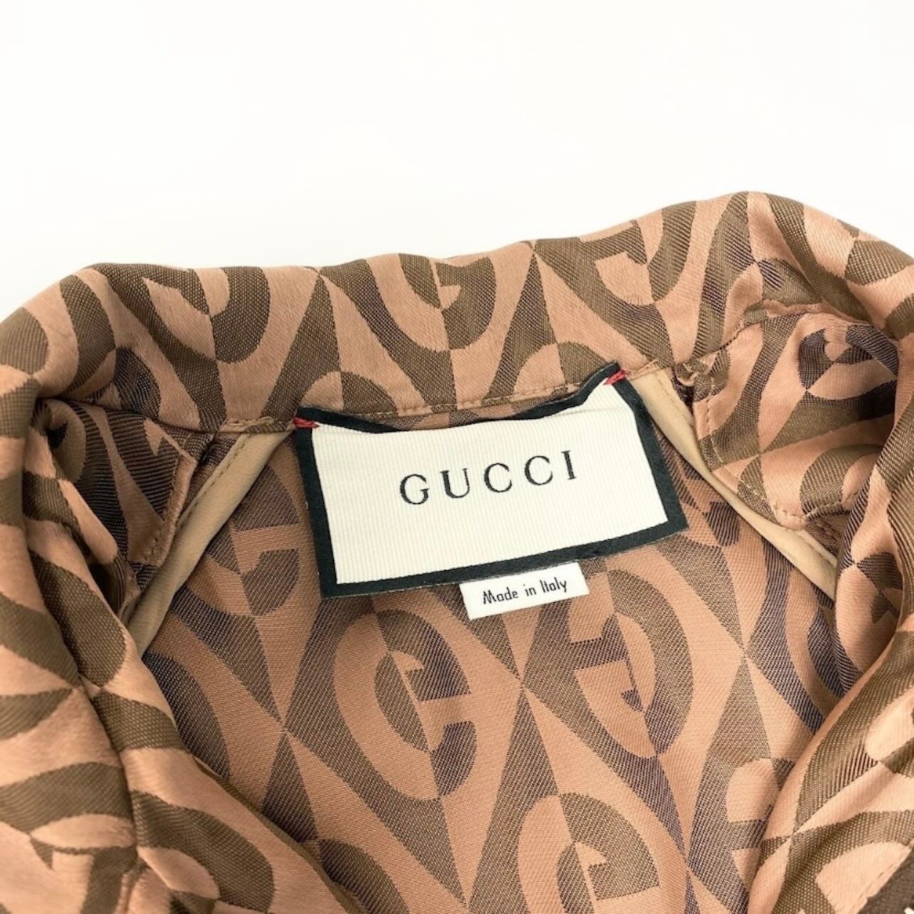 Gucci GG Rumbus Pattern Web Line Brown Rayon Acetate Track Jacket — view 8