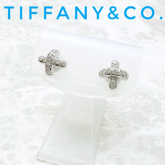 Tiffany & Co Cross Stitch Diamond Platinum Earrings