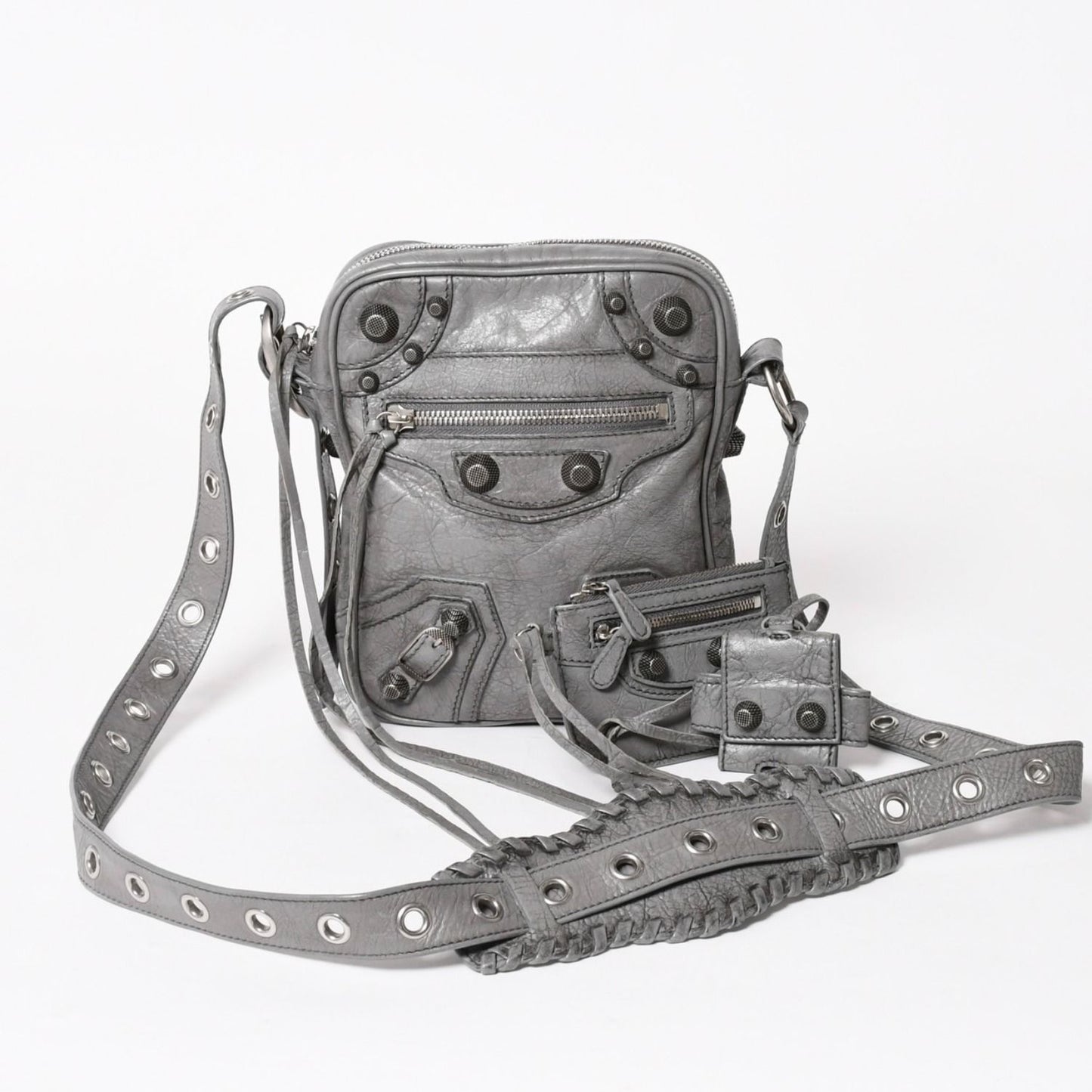 Balenciaga le Cagole Shoulder Bag Gray Leather Silver