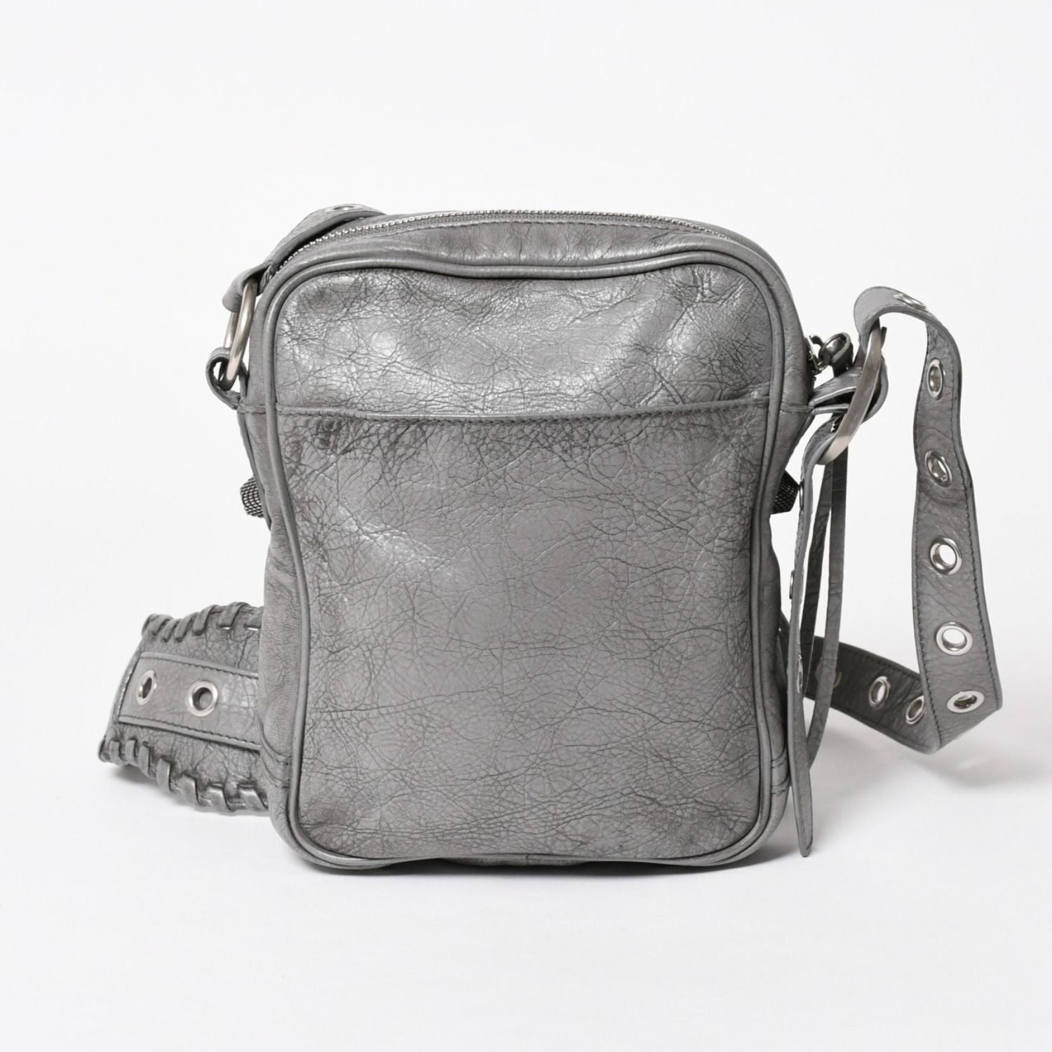 Balenciaga le Cagole Shoulder Bag Gray Leather Silver — view 3