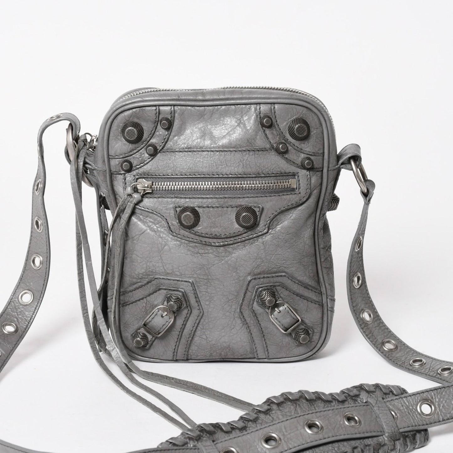 Balenciaga le Cagole Shoulder Bag Gray Leather Silver — view 2