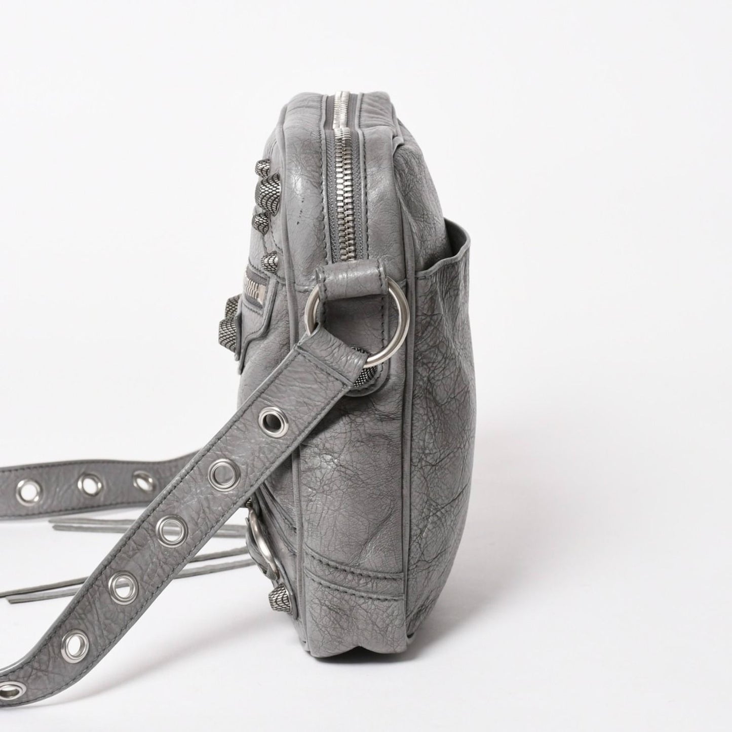 Balenciaga le Cagole Shoulder Bag Gray Leather Silver — view 5