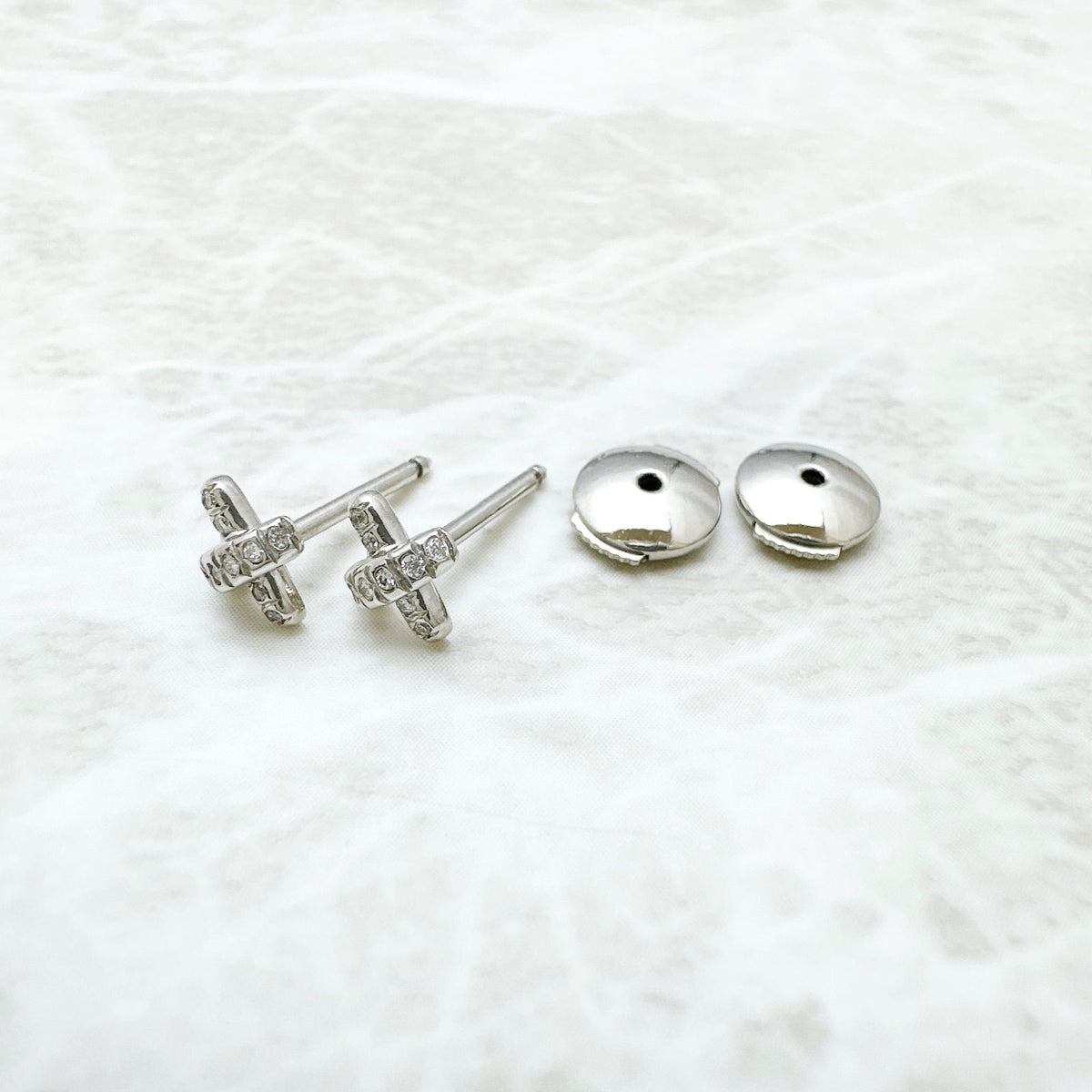 Tiffany & Co Cross Stitch Diamond Platinum Earrings — view 5