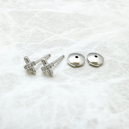 Tiffany & Co Cross Stitch Diamond Platinum Earrings — view 5