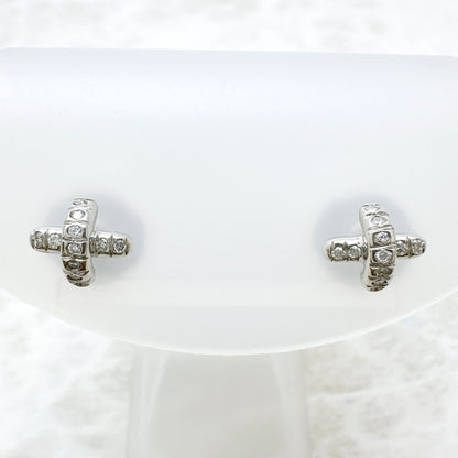 Tiffany & Co Cross Stitch Diamond Platinum Earrings — view 4