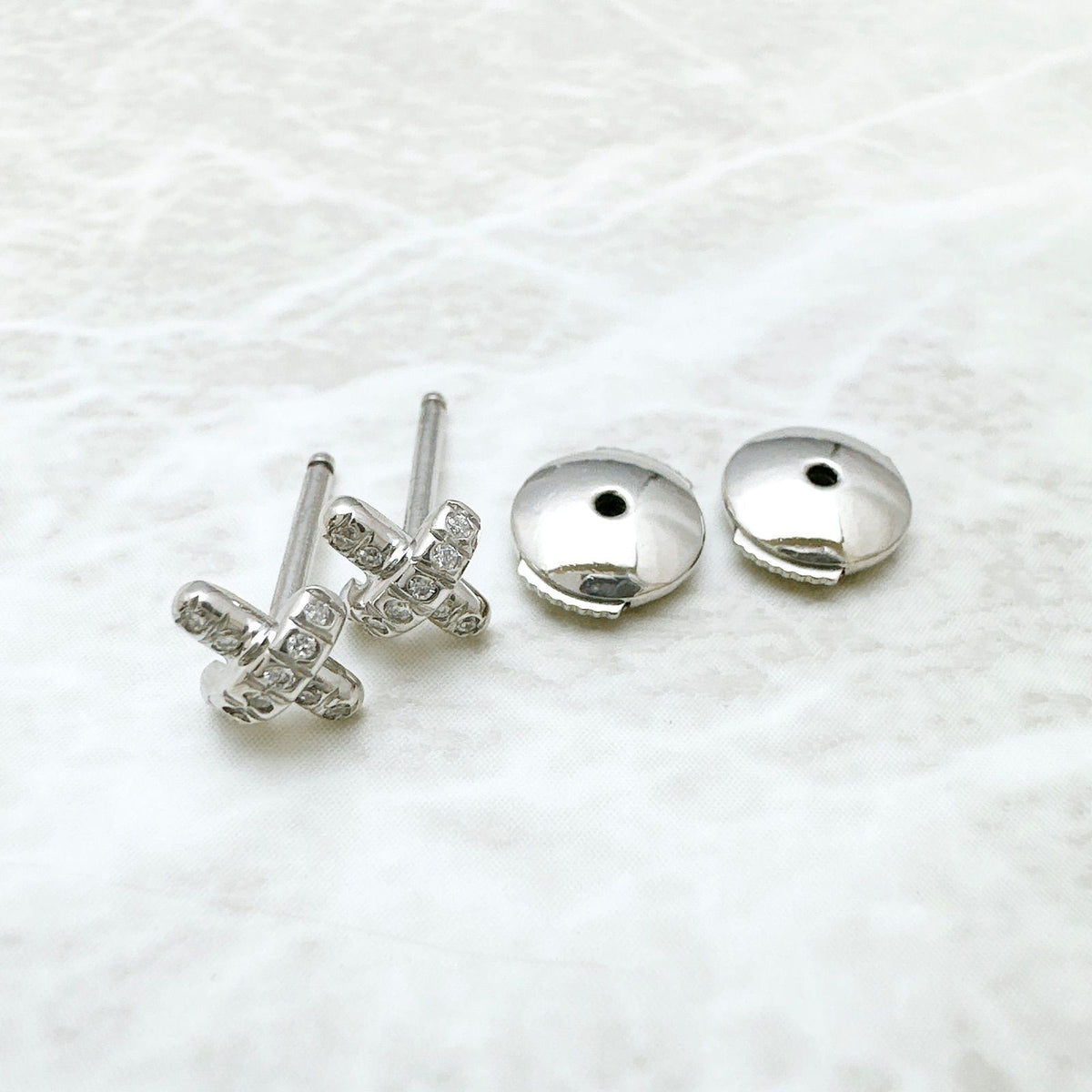 Tiffany & Co Cross Stitch Diamond Platinum Earrings — view 6