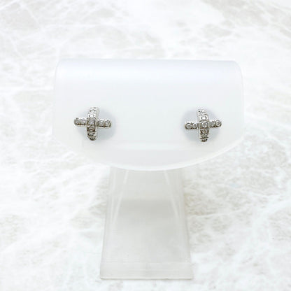 Tiffany & Co Cross Stitch Diamond Platinum Earrings — view 3