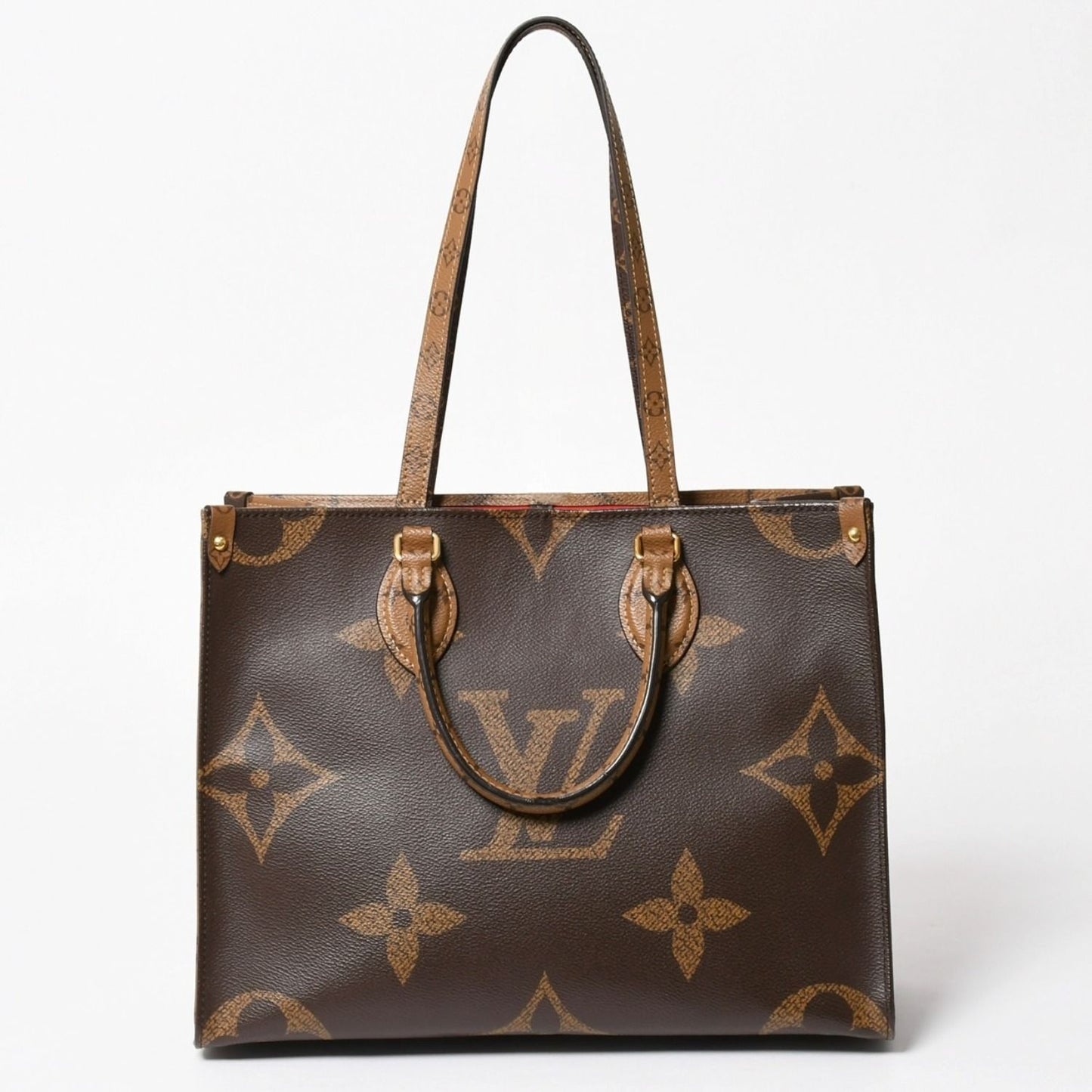 Louis Vuitton Monogram Giant Reverse On The Go MM Tote Bag Brown