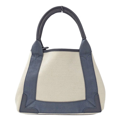 Balenciaga 2-Way Shoulder Bag Navy Cabas XS Canvas Gray Beige Small Logo — view 2