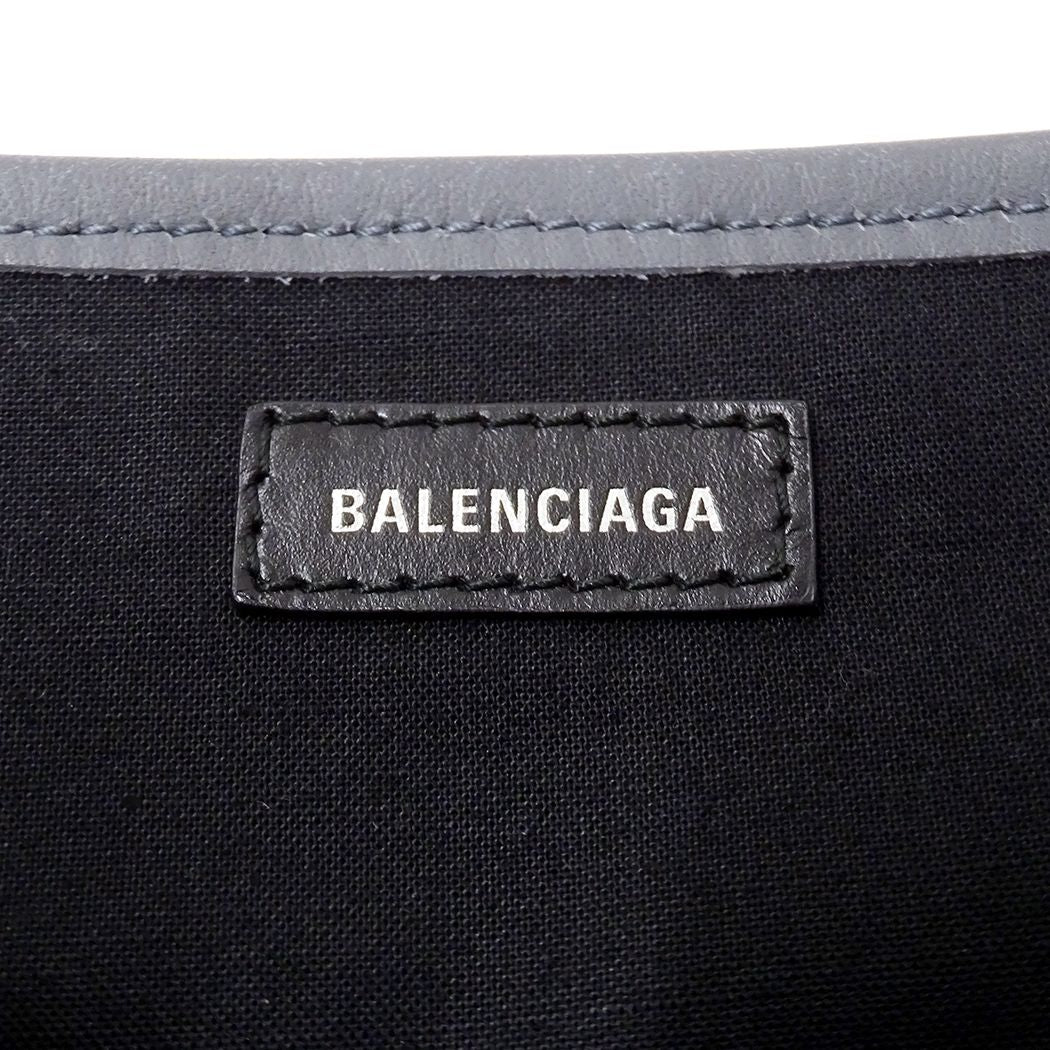 Balenciaga 2-Way Shoulder Bag Navy Cabas XS Canvas Gray Beige Small Logo — view 6