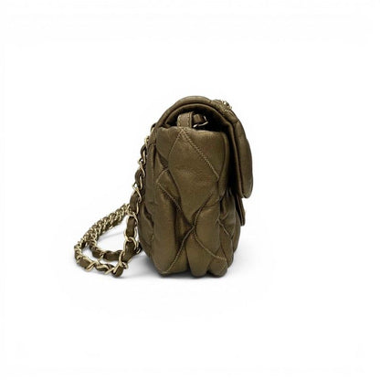 Chanel Shoulder Bag Brown Gold Quilted CC Logo Bubble Quilt Double Chain — view 2