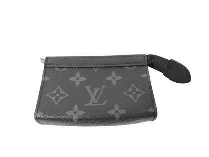 Louis Vuitton Coin Case Pochette Cles Voyage Black Monogram Eclipse Purse Silver