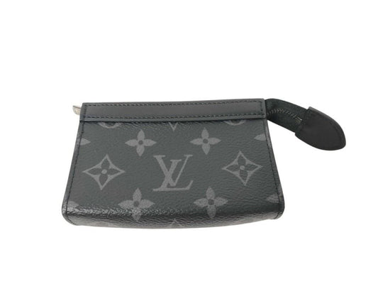 Louis Vuitton Coin Case Pochette Cles Voyage Black Monogram Eclipse Purse Silver