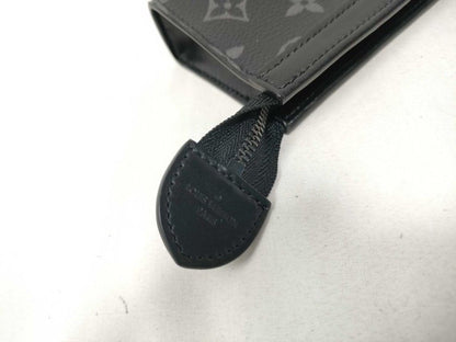 Louis Vuitton Coin Case Pochette Cles Voyage Black Monogram Eclipse Purse Silver — view 6