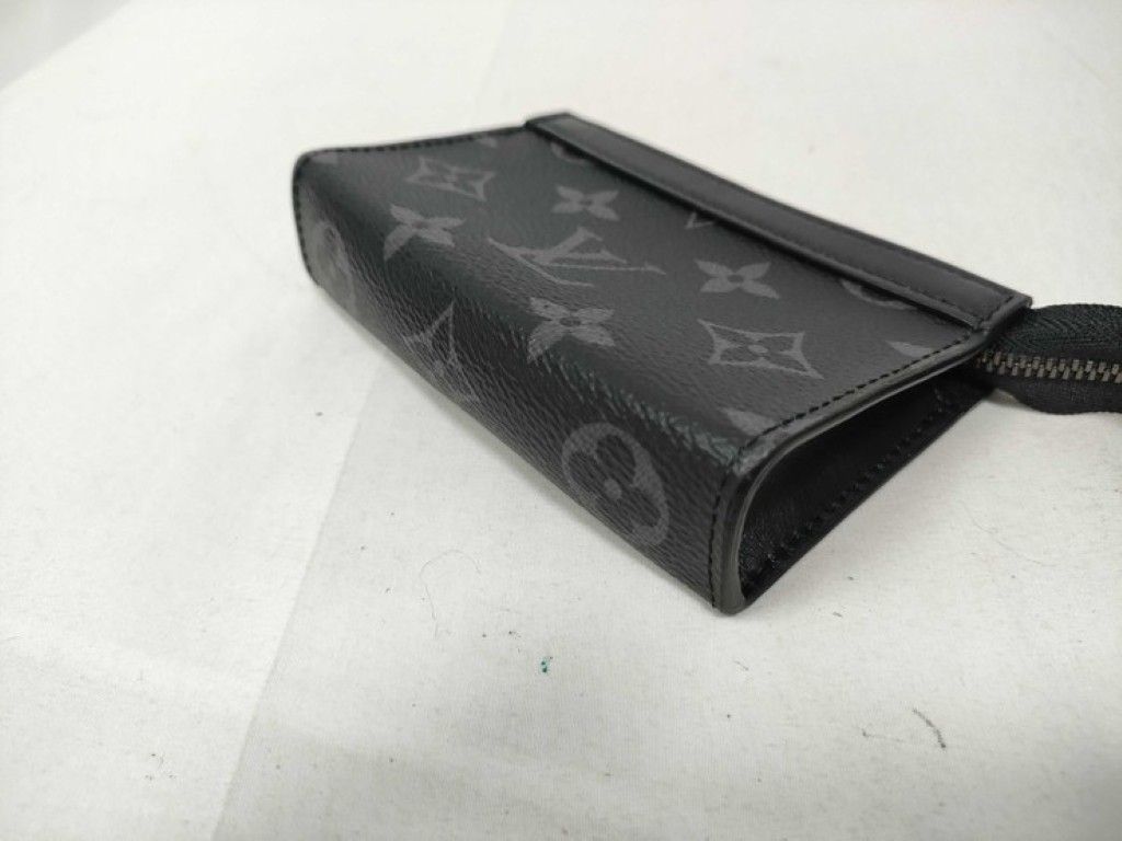 Louis Vuitton Coin Case Pochette Cles Voyage Black Monogram Eclipse Purse Silver — view 3