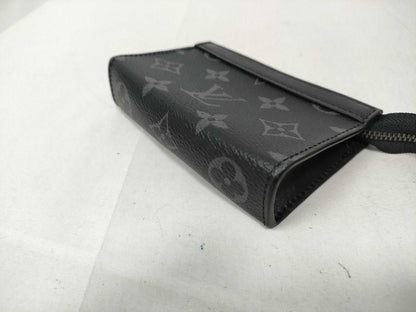 Louis Vuitton Coin Case Pochette Cles Voyage Black Monogram Eclipse Purse Silver — view 3