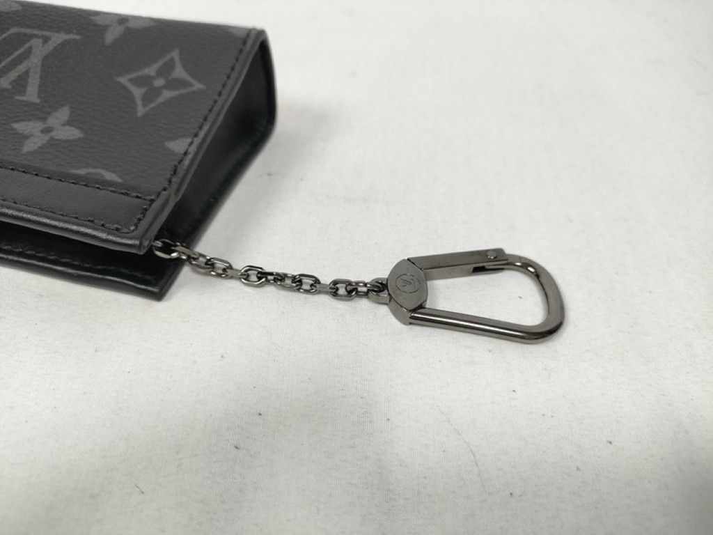 Louis Vuitton Coin Case Pochette Cles Voyage Black Monogram Eclipse Purse Silver — view 7
