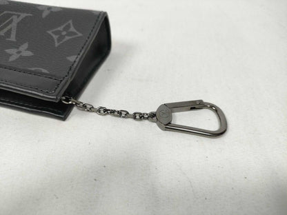 Louis Vuitton Coin Case Pochette Cles Voyage Black Monogram Eclipse Purse Silver — view 7