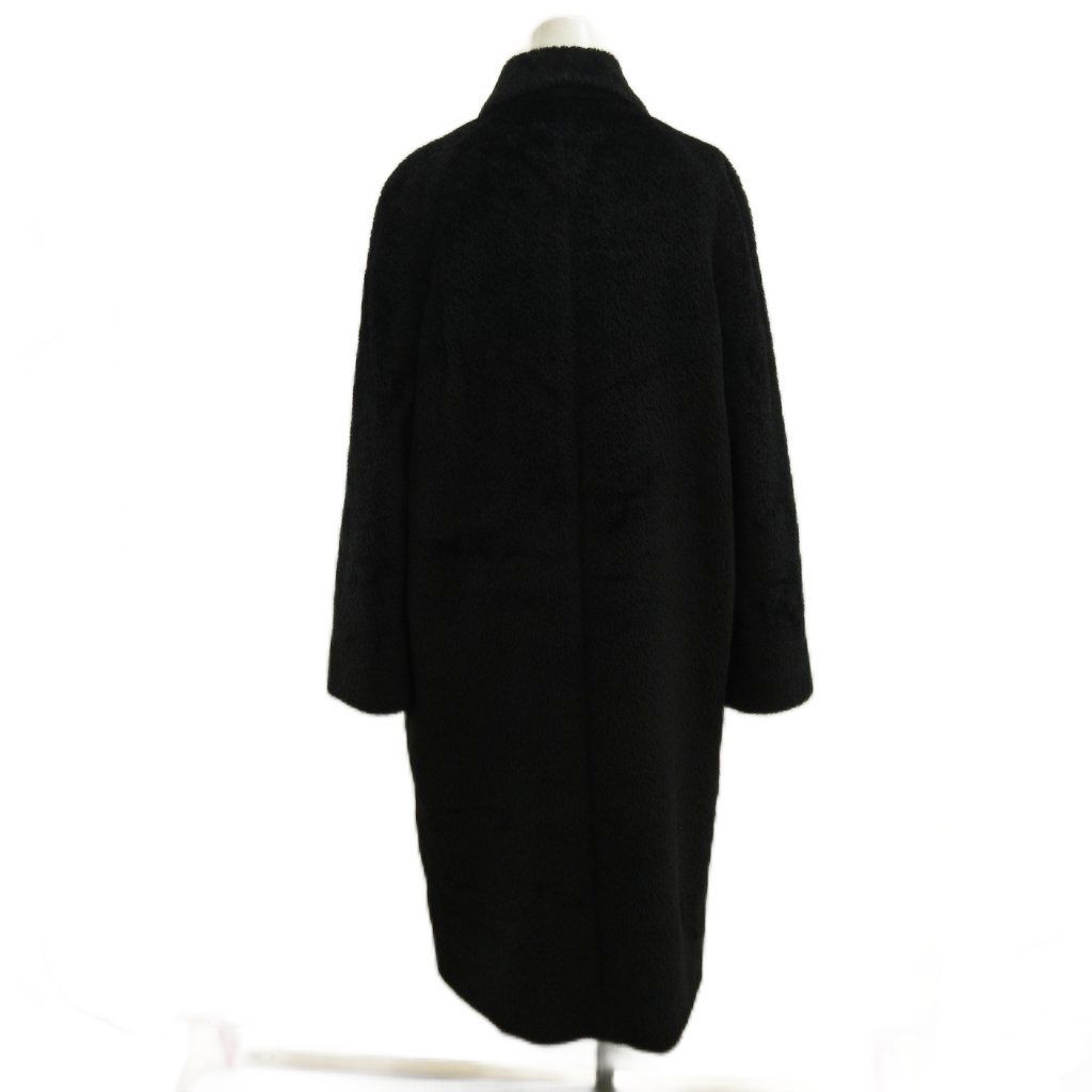 Max Mara Long Coat Alpaca Wool Shaggy 40 Black NP — view 3
