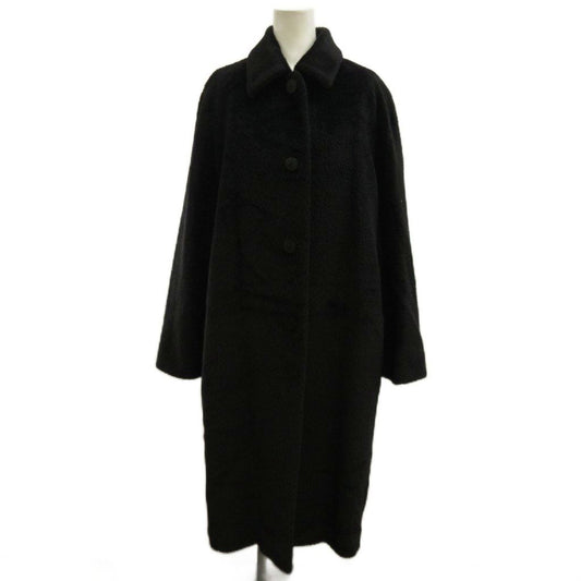 Max Mara Long Coat Alpaca Wool Shaggy 40 Black NP