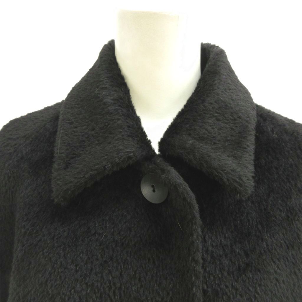 Max Mara Long Coat Alpaca Wool Shaggy 40 Black NP — view 5