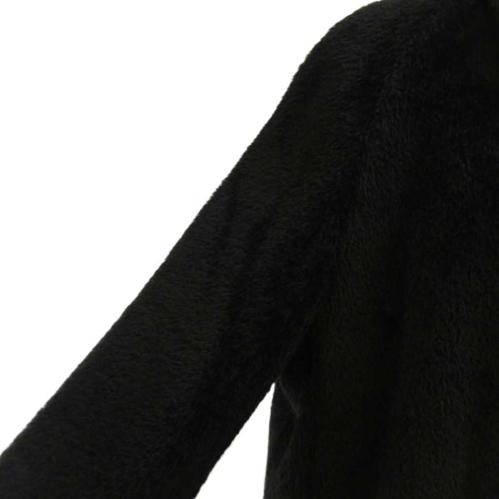 Max Mara Long Coat Alpaca Wool Shaggy 40 Black NP — view 4