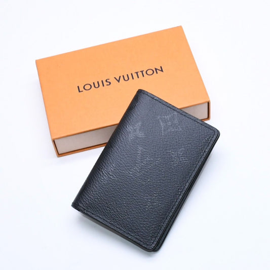 Louis Vuitton Pocket Organizer Monogram Mid Card Case Mini Wallet Black