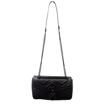 Gucci GG Marmont Small Shoulder Bag 2-Way Calfskin So Black Monochrome Included — view 3