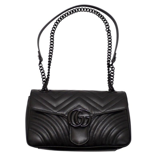 Gucci GG Marmont Small Shoulder Bag 2-Way Calfskin So Black Monochrome Included