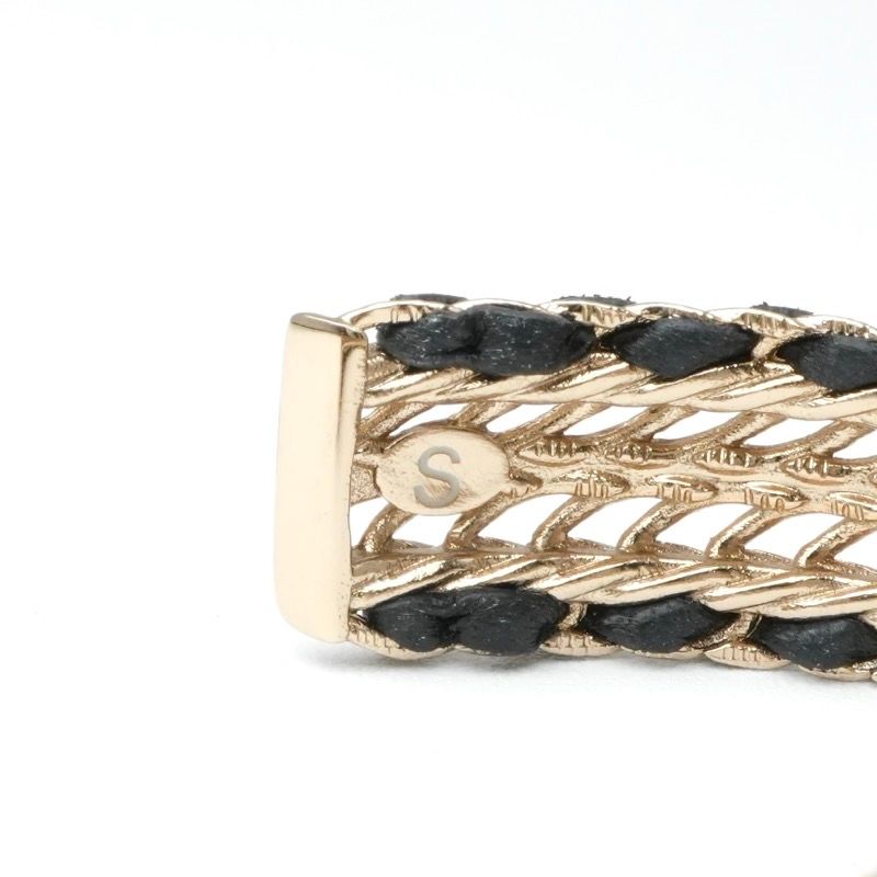 Chanel Bracelet Bangle Calfskin Gold CC Logo Rhinestone Leather — view 7